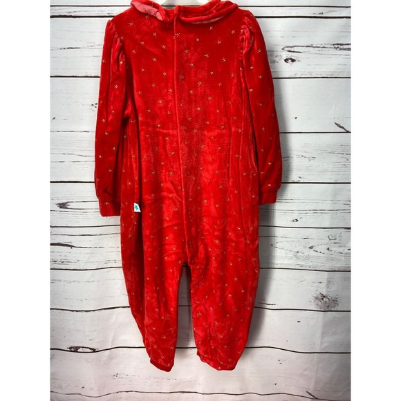 Little Me Vintage Red Velvet Gold Christmas One Piece Button Bottom Size 24 Mo - Picture 3 of 9